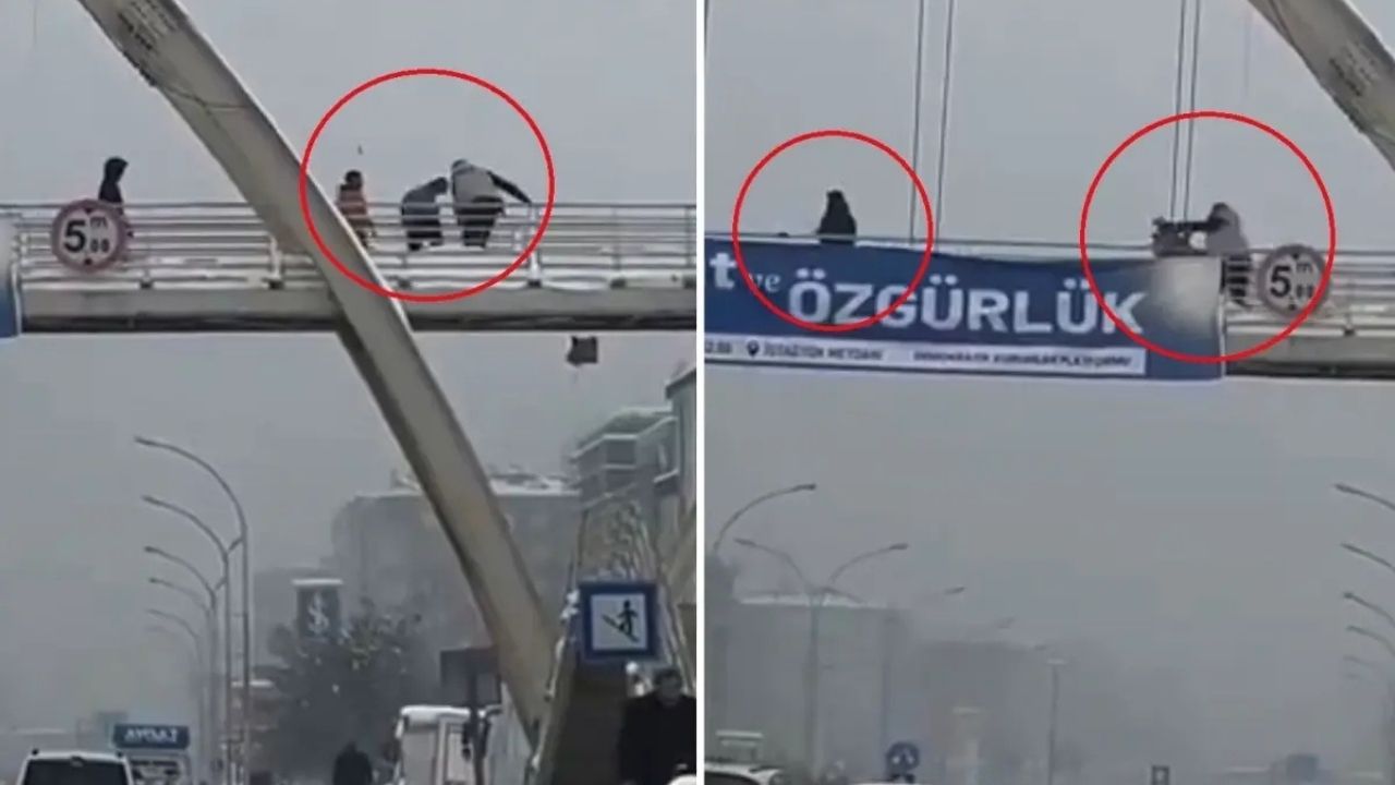 Diyarbakır’da üst geçitte çocuklara şiddet