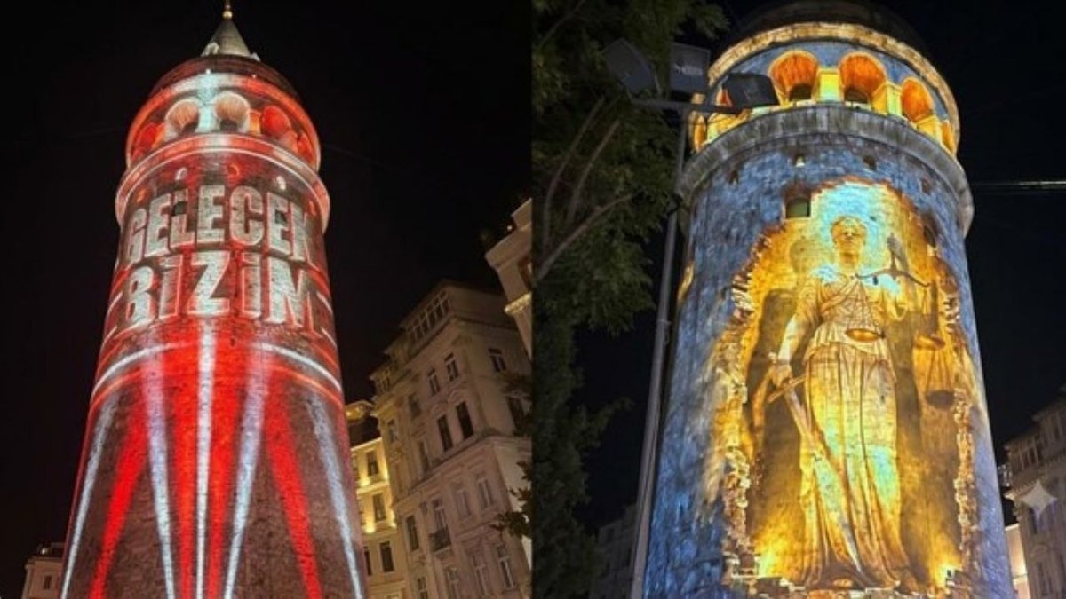 Galata Kulesi’nde 15 Temmuz Ruhunu Yansıtan Etkileyici Işık Gösterisi